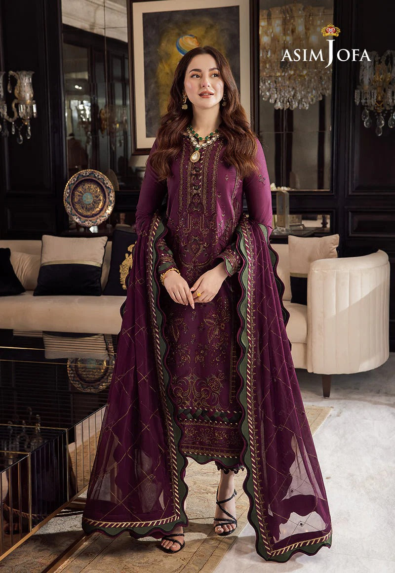Asim Jofa Unstitch Dhanak-3PC Embroidered With Dhanak Embroidered Dupatta-VH01