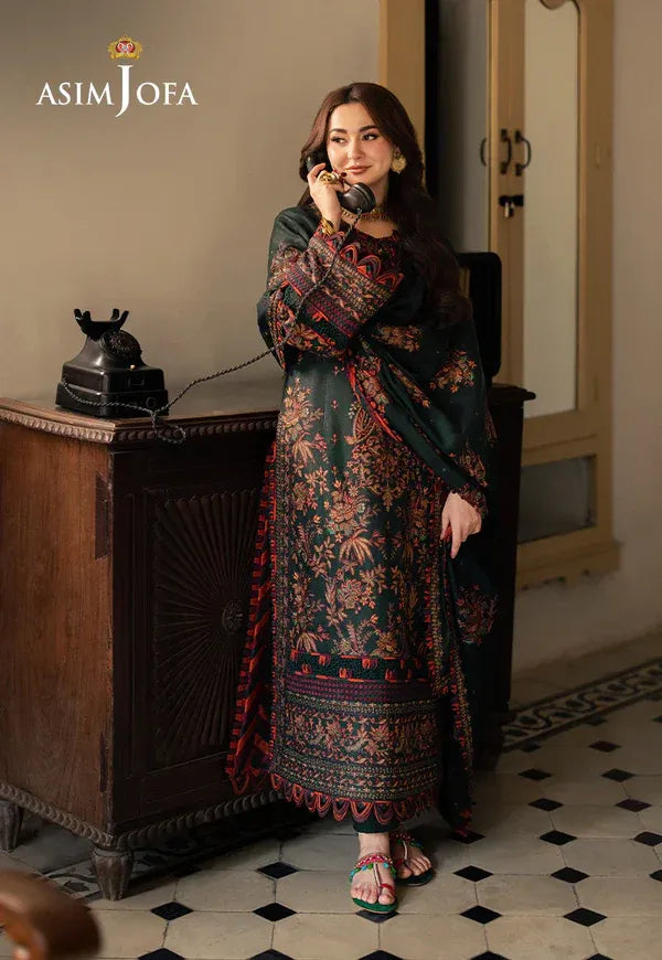 ASIM JOFA -3PC DHANAK EMBROIDERED UNSTICHED SUIT-VH03